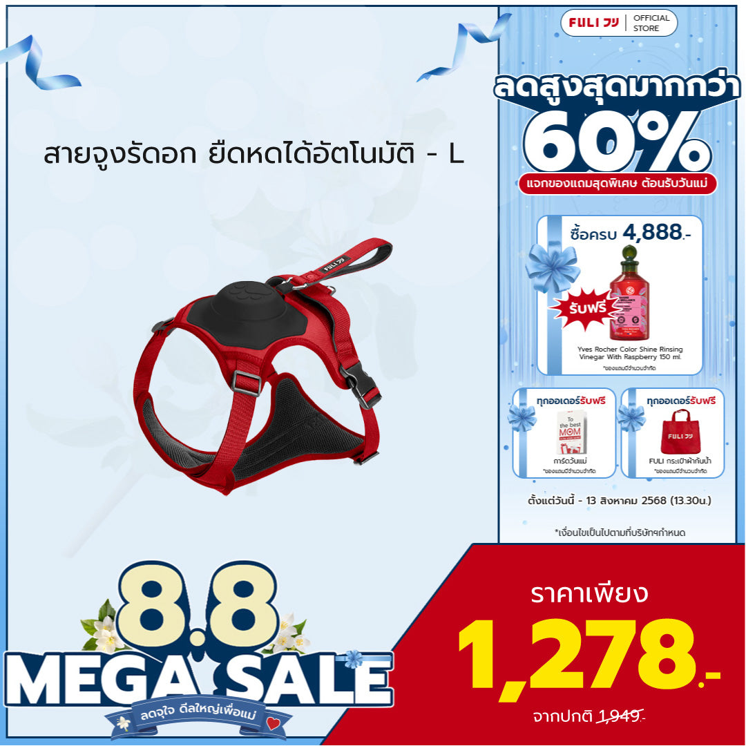 สายจูงรัดอก ยืดหดได้อัตโนมัติ - L | 2in1 Pet Harness with Built-In Leash - L