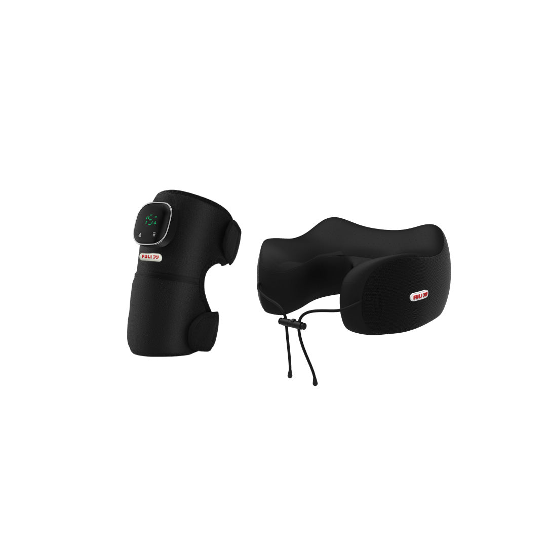 เซตคลายเมื่อยคอเย็นสบาย | FULI ThermoFlex Knee Massager + FULI Cool Tech Massage Neck Pillow (Black)