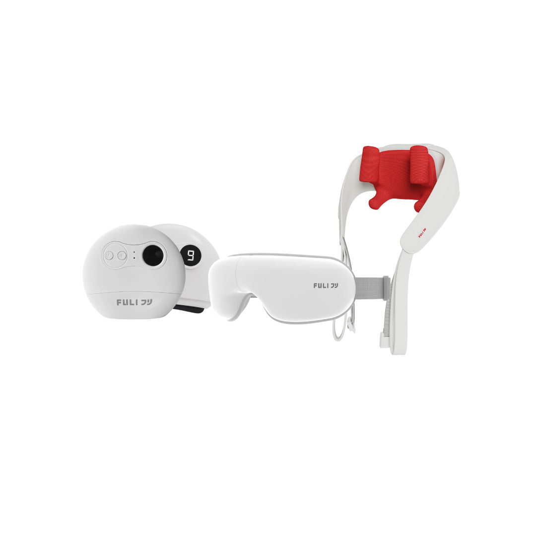 เซตตาใสเหนียงหายสบายคอบ่าไหล่ | FULI Smart Eye Massager Lite + FULI Natural Stone Electric Gua Sha + FULI Neck and Shoulder Massager