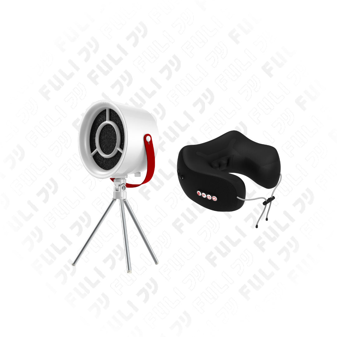 เซตควันสลายสบายคอเย็น | FULI Portable Electric Cooker hoods + FULI Cool Tech Massage Neck Pillow