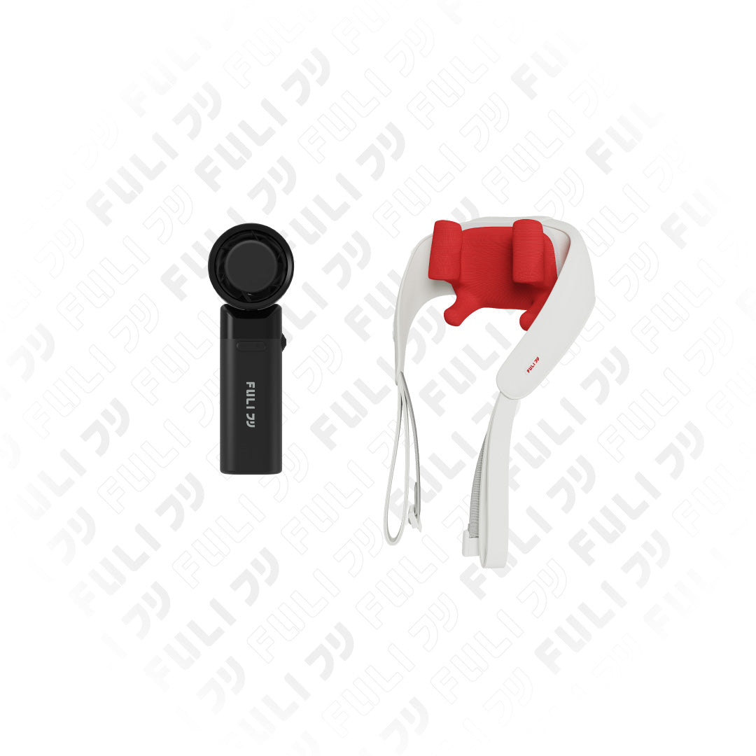 เซตลมแรงคลายเมื่อยคอบ่าไหล่ | FULI ICE Cooling Mini Fan - 10K RPM + FULI Neck and Shoulder Massager
