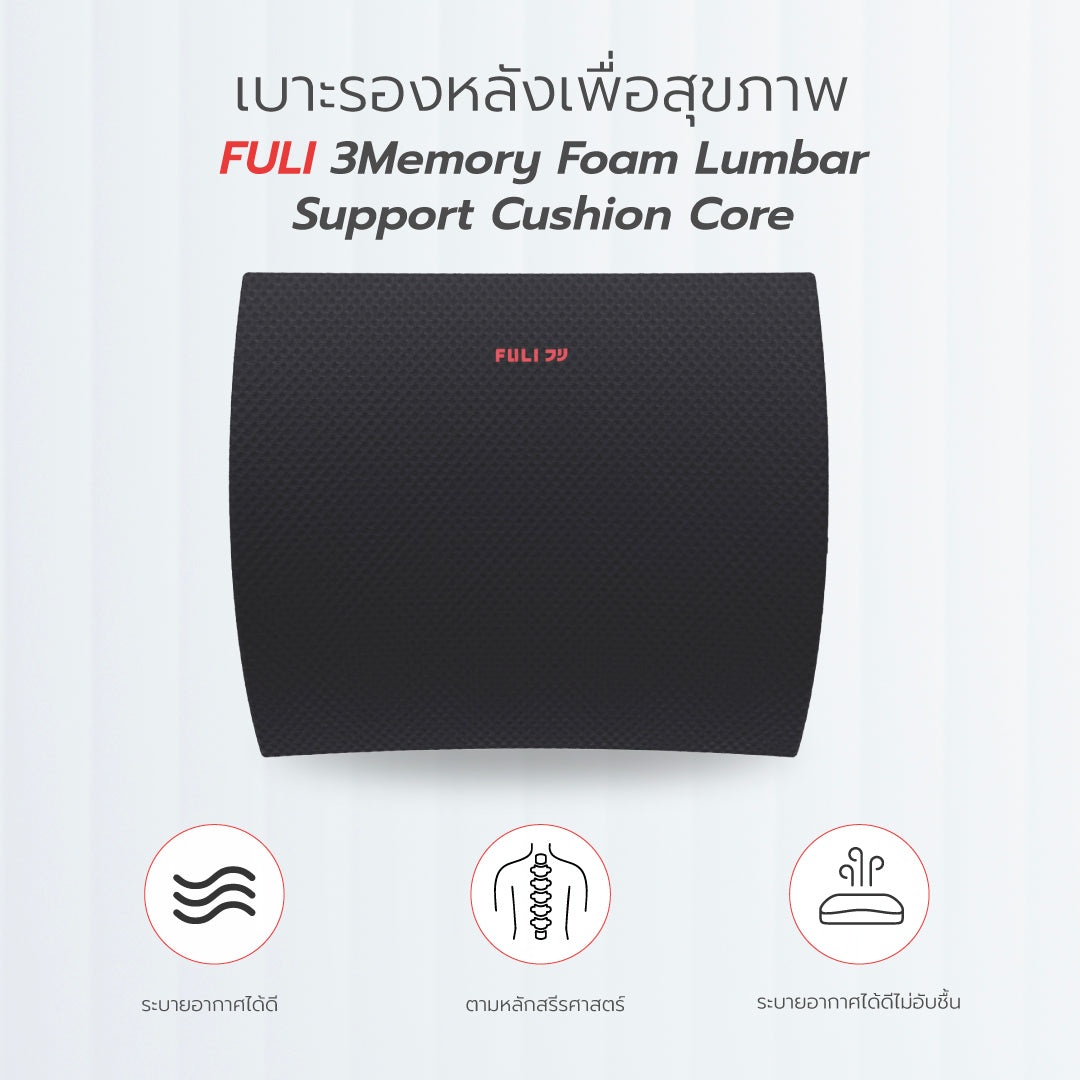 เบาะรองหลังเพื่อสุขภาพ FULI 3Memory Foam Lumbar Support Cushion Core