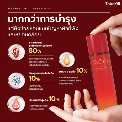 [คู่หูยกระดับหน้าเด้งผิวดี] MORI Astaxanthin Lift Moist Lotion | โมริ แอสตาแซนธิน ลิฟท์ มอยส์ โลชั่น 120 ml + รูบี้เวฟ เครื่องนวดกัวซาไฟฟ้า