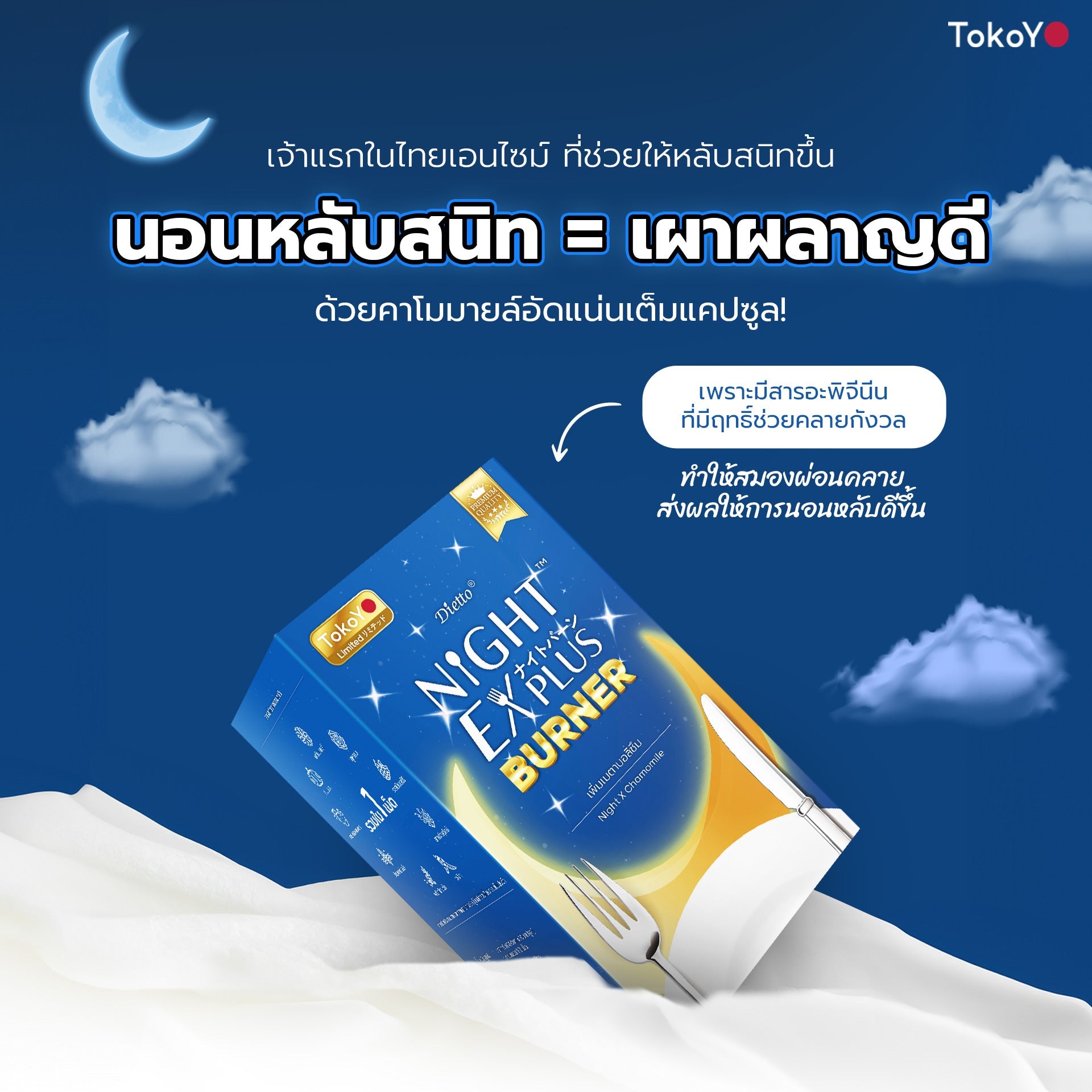 [ซื้อ 1 แถม 1] Tokoyo Night Ex Plus [Burner] & [Beauty] | 30 แคปซูล*2 - รวม 60 แคปซูล