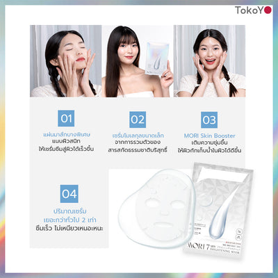 [ซื้อคู่สุดคุ้ม!] MORI 7mins brightening mask | โมริ มาสก์ 7 นาที สูตรผิวกระจ่างใส - 3 ชิ้น + Tokoyo Night Ex Plus [Amino] 30 แคปซูล