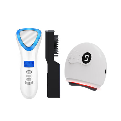 เซตหน้าเรียวใสผมสวยปัง FULI Smart Hot and Cold Ultrasonic Facial Treatment Device + Natural Stone Electric Gua Sha + IONIC Styling Brush