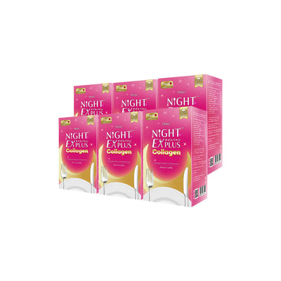 [ซื้อ 3 แถม 3]  สูตรใหม่! Dietto Night Ex Plus Collagen | ไดอะโตะ ไนท์ อีเอ็กซ์ พลัส คอลลาเจน  (ตรา โทโกโยะ) 30 แคปซูล | ダイエット ナイトEXプラス コラーゲン 30錠入り - 6 กล่อง รวม 180 แคปซูล แถมฟรี โมริ กันแดด คอลลาเจน - 1 ชิ้น