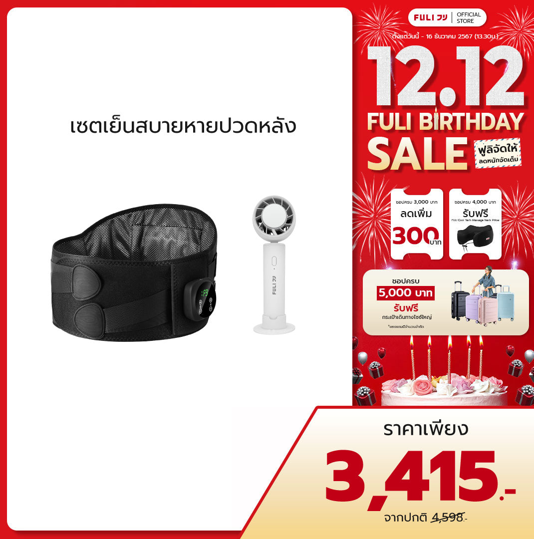 เซตเย็นสบายหายปวดหลัง | FULI Waist Massager + FULI ICE Cooling Mini Fan