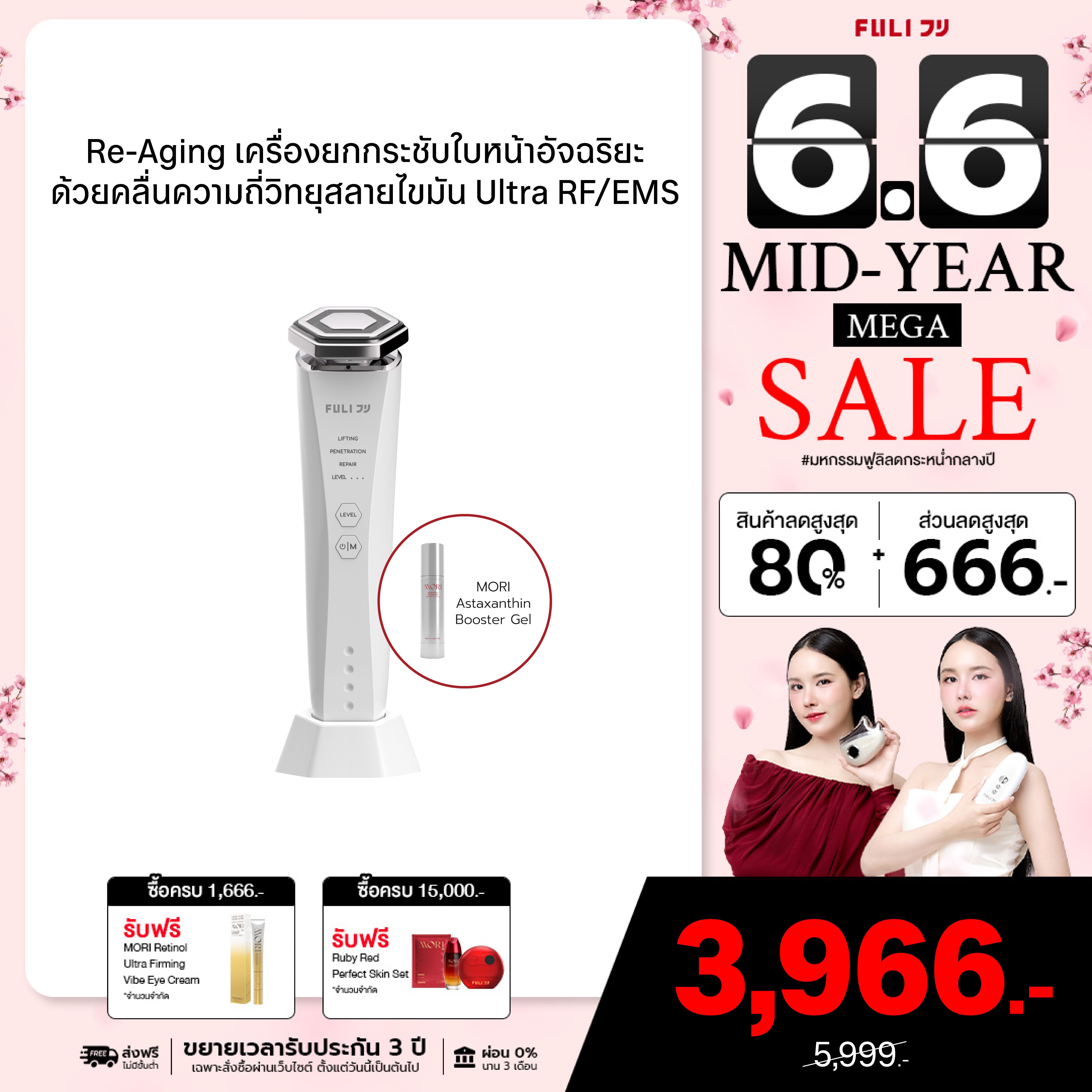 Re-Aging เครื่องยกกระชับใบหน้า ด้วยคลื่นความถี่วิทยุสลายไขมัน Ultra RF/EMS | Re-Aging Ultra RF/EMS Skin Tightening Device
