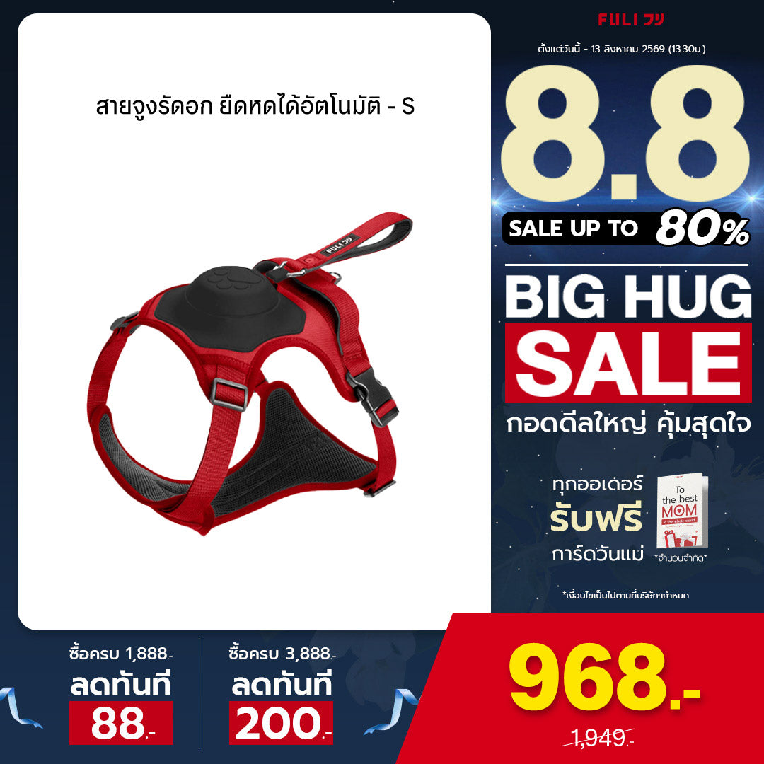 สายจูงรัดอก ยืดหดได้อัตโนมัติ - S | 2in1 Pet Harness with Built-In Leash - S