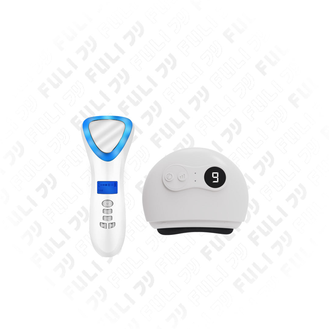 เซตสปายกกระชับหน้า | FULI Smart Hot and Cold Ultrasonic Facial Treatment Device + Natural Stone Electric Gua Sha