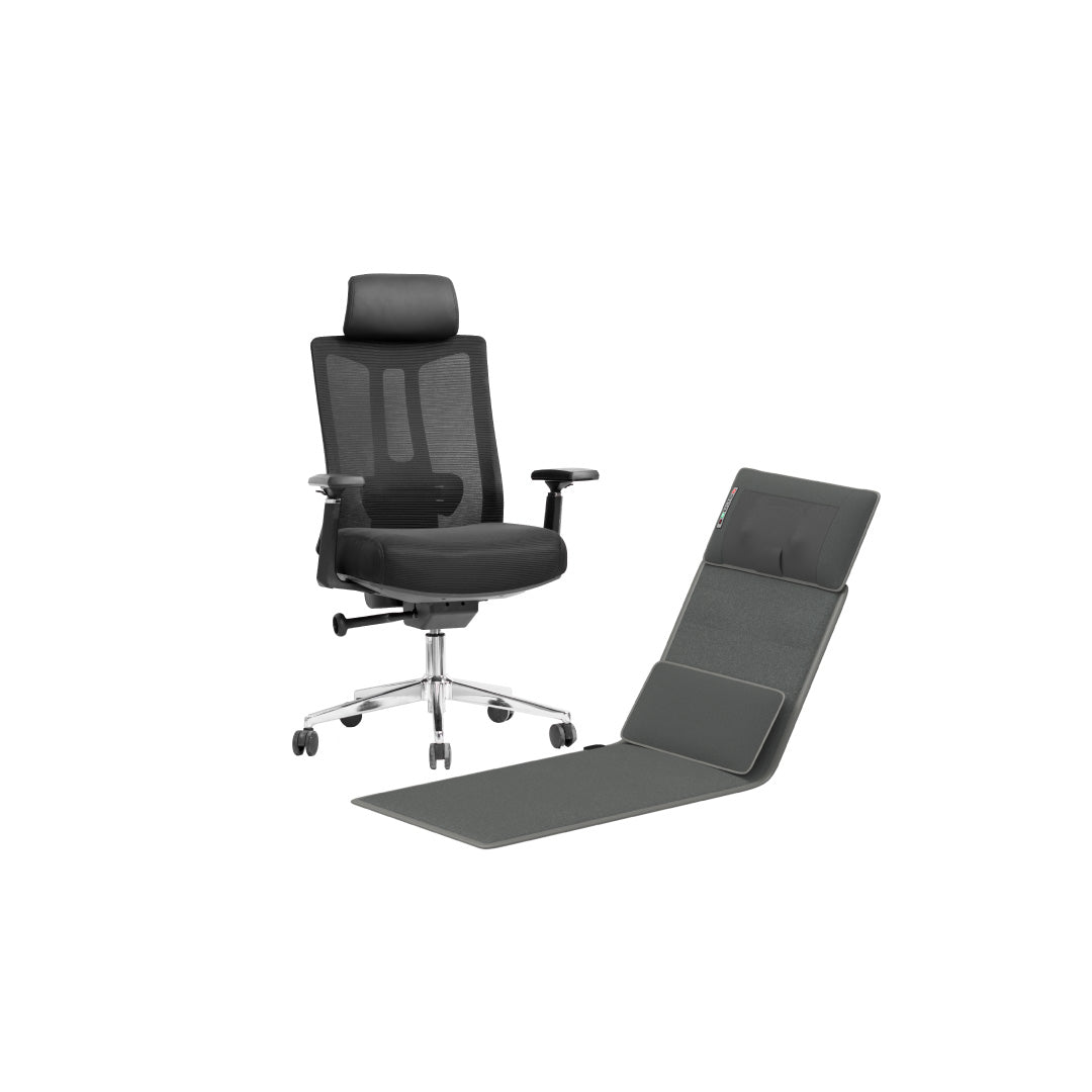 เซตนั่งฟินผ่อนคลายสบายตัว | FULI M9 Expert Posture ErgoMesh Office Chair - Black + Ergonomic Smart Massager Mattress