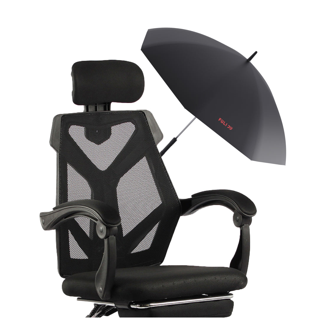 เซตคู่สุดคูล FULI X8 ErgoChair + Breeze Fan UV Protection Umbrella - Black ดำ / White ขาว