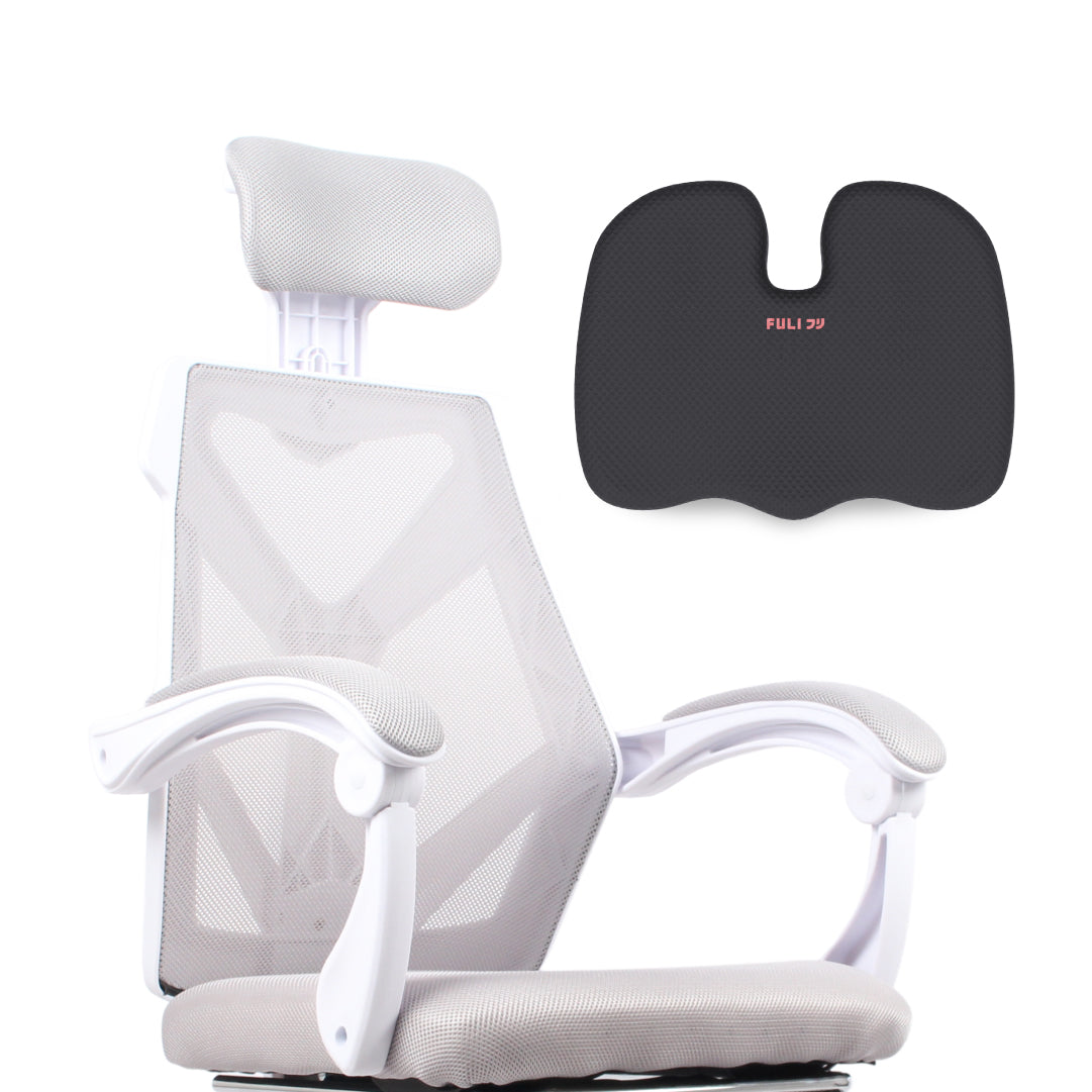 เซตเก้าอี้นั่งสบาย เก้าอี้สุขภาพ FULI X8 ErgoChair - White ขาว แถมฟรี เบาะรองนั่งรูปตัว U