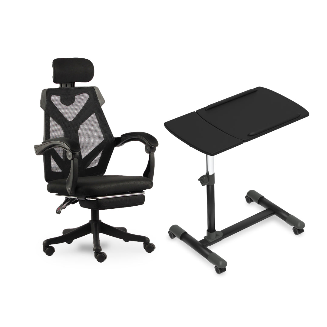 เซตทำงานสบาย โต๊ะทำงาน เก้าอี้ทำงาน FULI Ergonomic Adjustable Desk โต๊ะทำงานปรับระดับเพื่อสุขภาพ และ X8 ErgoChair เก้าอี้สุขภาพ Black ดำ
