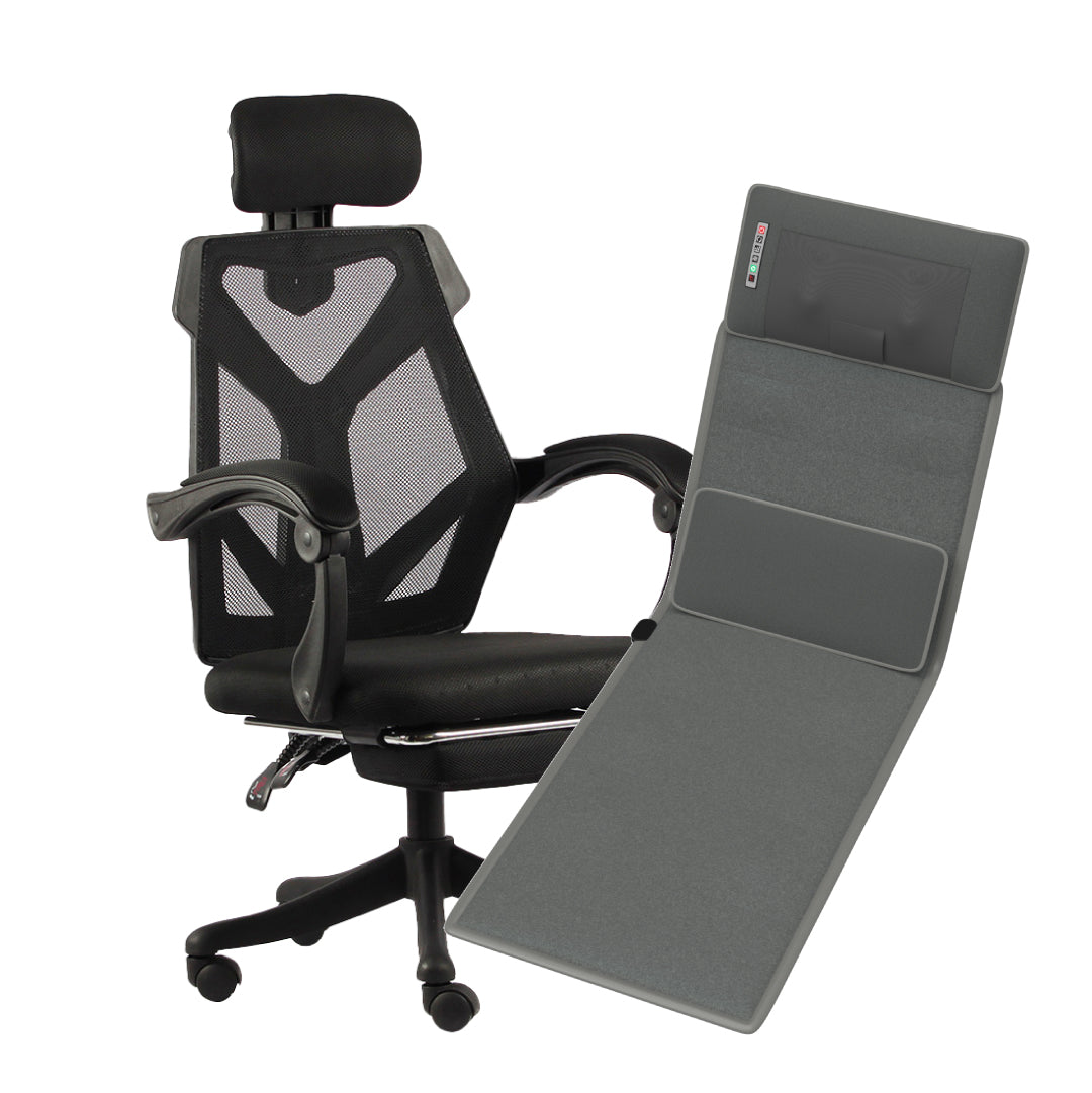 เซตเก้าอี้นวด เพื่อสุขภาพ สีดำ FULI Ergonomic Smart Massager Mattress + FULI X8 ErgoChair Black