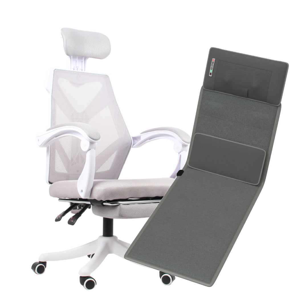 เซตเก้าอี้นวด เพื่อสุขภาพ สีขาว FULI Ergonomic Smart Massager Mattress + FULI X8 ErgoChair White