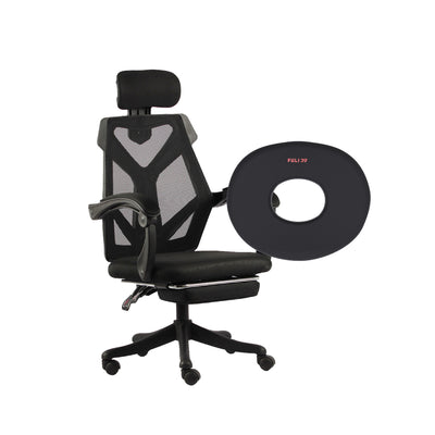 เซตเก้าอี้นั่งฟิน เก้าอี้สุขภาพ FULI X8 ErgoChair - Black ดำ แถมฟรี เบาะรองนั่งรูปตัว O