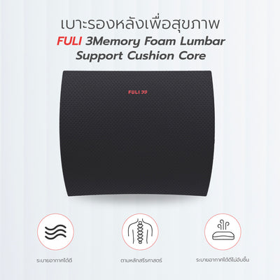 เบาะรองหลังเพื่อสุขภาพ FULI 3Memory Foam Lumbar Support Cushion Core
