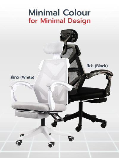 เซตคู่เพื่อสุขภาพ FULI X8 ErgoChair Pro Series - White&Black ขาว&ดำ