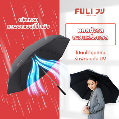 เซตคู่สุดคูล FULI X8 ErgoChair + Breeze Fan UV Protection Umbrella - Black ดำ / White ขาว