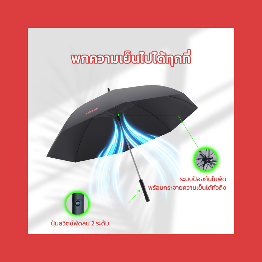 เซตคู่สุดคูล FULI X8 ErgoChair + Breeze Fan UV Protection Umbrella - Black ดำ / White ขาว