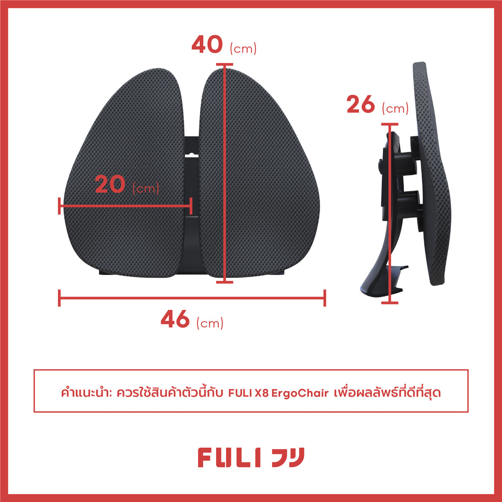 เซตคู่เพื่อสุขภาพ FULI X8 ErgoChair Pro Series - Black ดำ